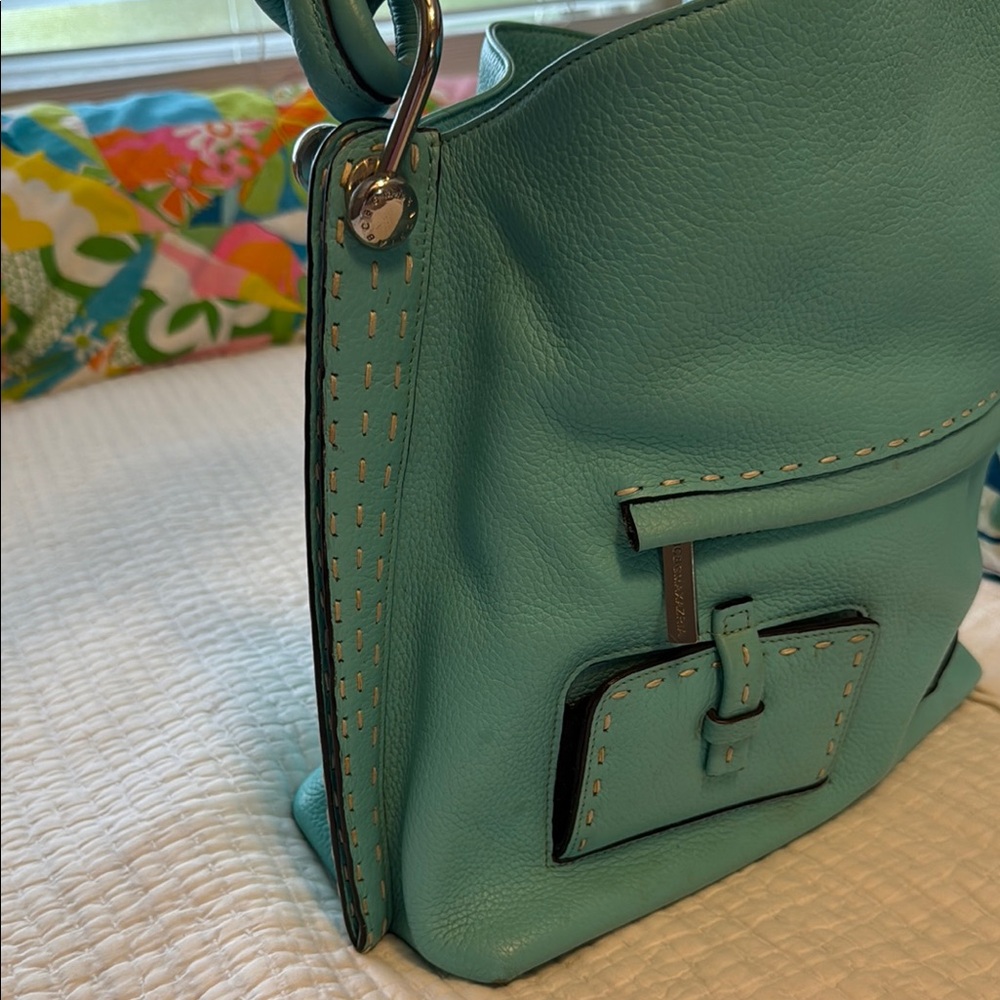 BCBGMaxAzria Turquoise Shoulder Bag with Silver Harware - Picture 13 of 14